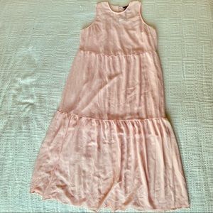 Who What Wear Sheer Pink Tiered Midi Dress Size L NWT